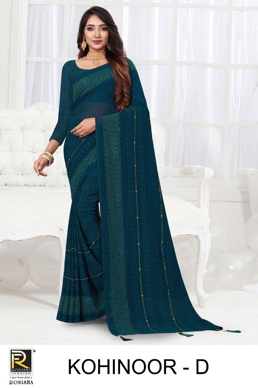 Ronisha Kohinoor Stylish Designer Fancy wear Georgette Saree Collection